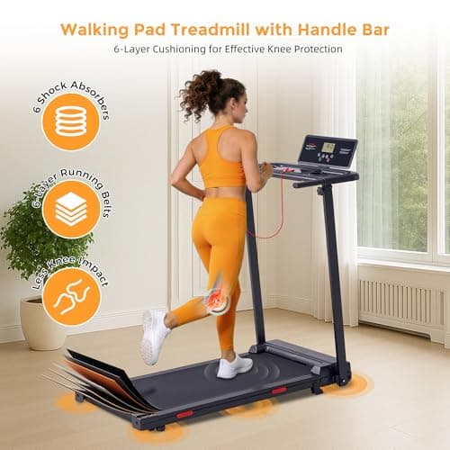 Portable Walking Pad Treadmill with Handle Bar, 3.0HP Electric Home Small Walking Pads Treadmills with Handles for Small Spaces, 0.6-6.2MPH Under Desk Treadmill for Home Office Small, 320LBS 8