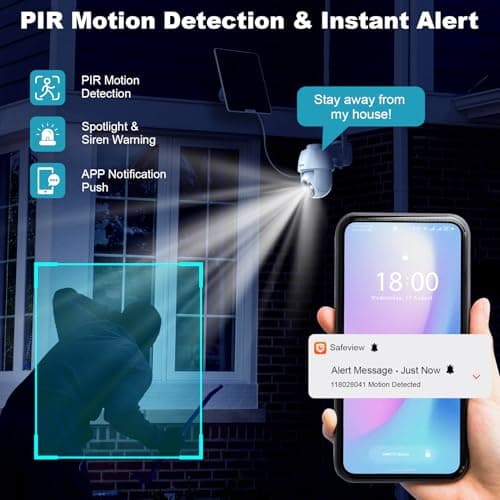 STAMOL 4G LTE Cellular Solar Security Camera, Wireless Outdoor Solar Powered Camera No WiFi Needed, 2K Color Night Vision, 360° Full View, PIR Motion Detection & Siren, 2 Way Talk (SIM Card Included) 5
