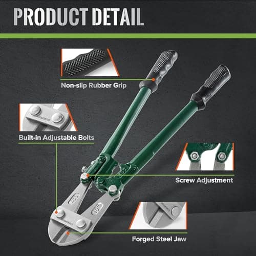 SANDPROX 18 Inch Bolt Cutter CR-V Lock Cutter Bolt Cutters Heavy Duty for Locks with Soft Rubber Grip for Chains,Screws,Rivet and Small Padlocks 5