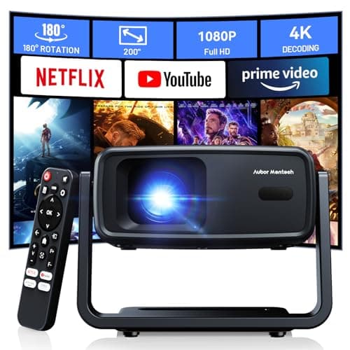 [2000 ANSI / 180° Rotatable / Built-in APPs] 4k Projector with WiFi and Bluetooth, Outdoor Projectors with Built-in 10,000+ Apps, Auto Keystone, 200'' Portable Home Theater Movie Smart Proyector