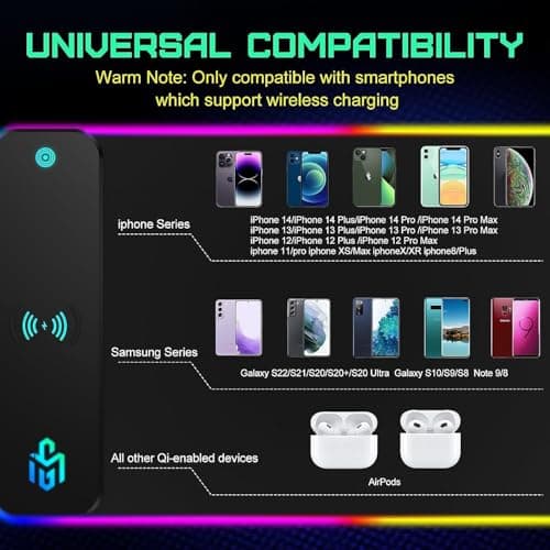 GIM Wireless Charging RGB Gaming Mouse Pad 15W, LED Mouse Mat 800x300x4MM, 10 Light Modes Extra Large Mousepad Non-Slip Rubber Base Computer Keyboard Mat for Gaming, MacBook, PC, Laptop, Desk 6