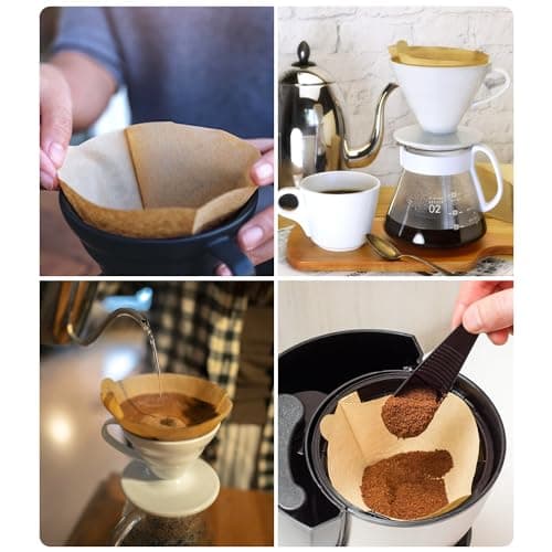 Muztinte #4 Cone Coffee Filters,4 Coffee Filters Paper fits for Pour Over and Drip Coffee Maker, 8-12 Cup,Natural Unbleached,Chlorine Free (100) 6