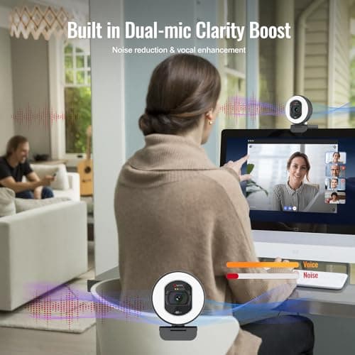 Angetube 4K Webcam with Light for PC: UHD 4K, TOF Auto Focus, Dual AI Noise-Cancelling Mics, 1080p@60FPS, USB Streaming Webcam w/Privacy Cover for Laptop/Mac/Desktop/PC Work w/Zoom/Teams/Google Meet 6