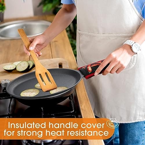 Lallisa 4 Sets Cast Iron Fajita Plate Set Fajita Plate Pan with Wooden Tray Anti Scald Protection Hot Mitt Cast Iron Skillet Set for Home Barbecue Kitchen Party Restaurant Catering Service 6