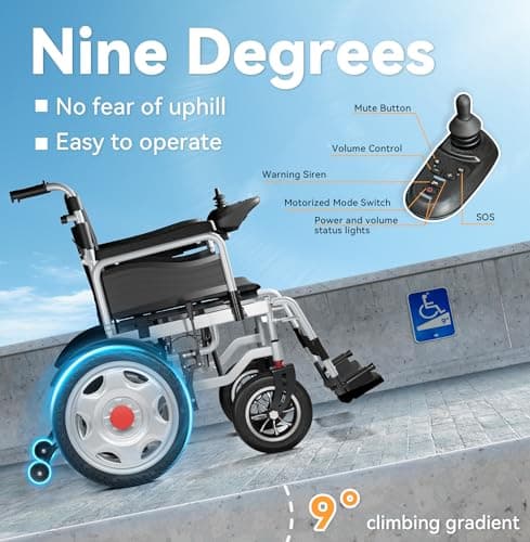 DriveEy Electric Wheelchairs for Adults,All Terrain Electric Wheelchair Heavy Duty,2x250W Power Wheelchair,Foldable Motorized Wheelchairs for Senior,Compact Portable Wheelchair, Black 6