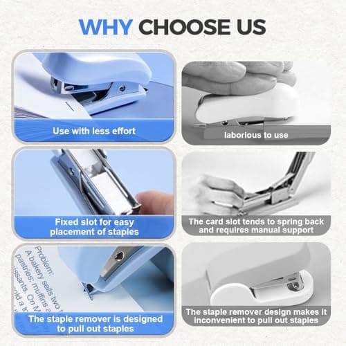 Mini Stapler with Staples, 2025 Cute Small Stapler for Desk, Portable Mini Staplers with Remover Function, Ideal Gift for Students, Home, Office & School Supplies (Pink) 5