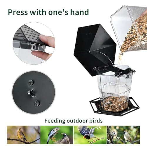 Jealoeur Bird Feeders for Outdoors Hanging Bird Feeder Wild Birds Seed, Black 3