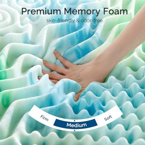 SOOSLEEPY 2 Inch 7-Zone Twin Memory Foam Mattress Topper Egg Crate Cooling Gel Infused Mattress Pad Bed Topper for Pressure Relief and Back Pain Soft & Breathable, CertiPUR-US Certified 7