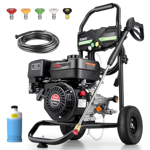 Imdot 4200PSI Gas Pressure Washer, 4.0GPM Heavy Duty Power Washer with 5 Quick Connect Nozzles, 25ft Flexible Hose and 0.5Gal Soap Tank, 212cc 7.0 HP Engine, EPA/CARB/ETL Compliant, Black