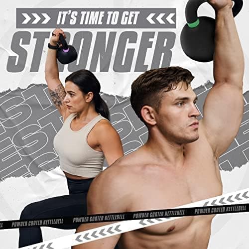 Yes4All Powder Coated Kettlebell, 22 lb Cast Iron Core Kettlebells with Non-Slip Handle & Flat Bottom for Conditioning, Heavy Duty for Strength Training - Single, Orange 7