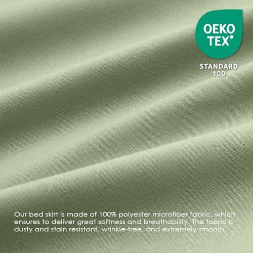 FreshCulture Elastic Wrap Around Bed Skirt - Easy Fit with 15-Inch Tailored Drop, Hotel Quality Dust Ruffle for Full Size Bed (Sage Green) 6