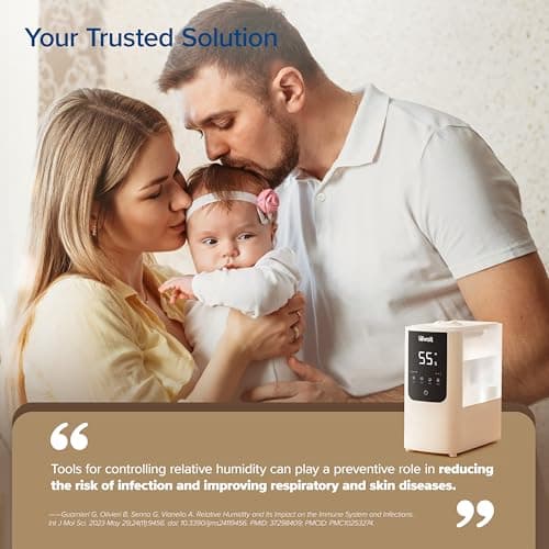 LEVOIT Humidifiers for Bedroom Home, Smart Warm and Cool Mist Air Humidifier for Large Room, Auto Customized Humidity, Fast Symptom Relief, Easy Top Fill, Essential Oil, Quiet, OasisMist4.5L, White 6