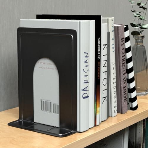 MaxGear 8.5 in Extra Large Heavy Duty Metal Book Ends, Black Universal Premium Bookends for Shelves, Non-Skid Bookend, Book Stopper for Books/Movies/CDs/Games, 8.5 x 5.9 x 7.8 in, 2 Pairs/XL 7