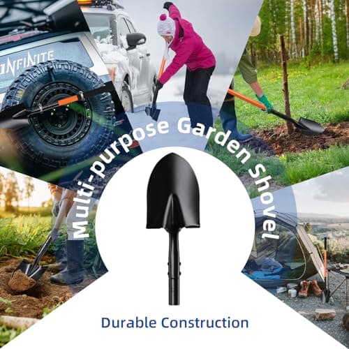 Small Shovel for Digging with Metal Handle, 43.7 Inch Heavy Duty Garden Shovel, Trench Shovels Ideal for Digging Gardening Trenching Planting Camping Transferring Scooping, Orange 5