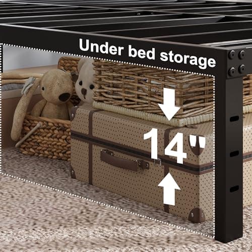 Upcanso 16 Inch Bed Frame Queen Size with Fabric Cover, Metal Platform Queen Bed Frame with Storage No Box Spring Needed, Heavy Duty Non-Slip, Easy Assembly Mattress Foundation 7