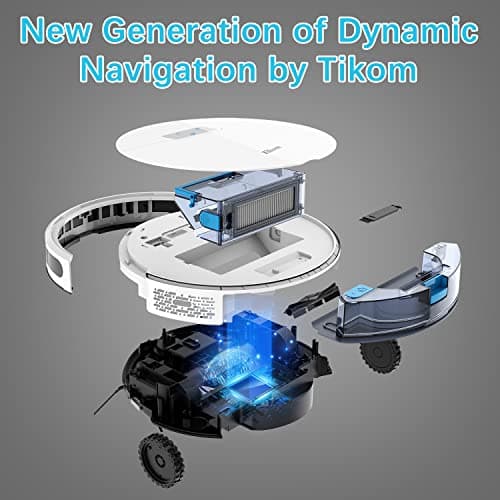 Tikom Robot Vacuum and Mop Combo 2 in 1, 4500Pa Strong Suction, G8000 Pro Robotic Vacuum Cleaner, 150mins Max, Wi-Fi, Self-Charging, Good for Carpet, Hard Floor 2