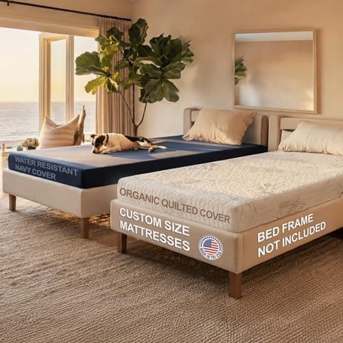 Foamma Custom Mattress - High-Density Foam Pad & Cushion for Beds & DIY Projects - Polyurethane Upholstery with Quilted or Water-Resistant Cover, Mid Firm or Firm, Optional Gel Memory Foam Add-On