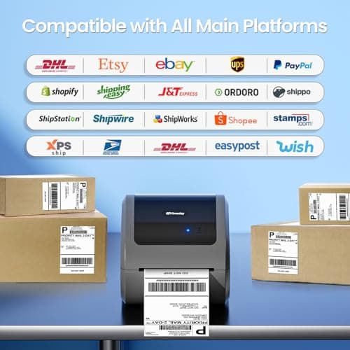Omezizy Bluetooth Shipping Label Printer 4x6 - D520BT Thermal Label Printer for Small Business, Thermal Printers with Built-in Label Holder, Compatible with USPS, Tiktok, Amazon 5