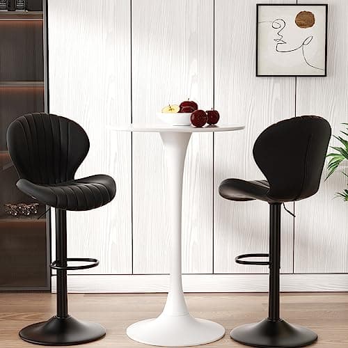 Nalupatio Modern Bar Stools Set of 2, Adjustable Fabric Upholstered Swivel Bar Chairs, Counter Height Barstools with High Backrest, for Bar Kitchen Island, Dining Room, Black 8