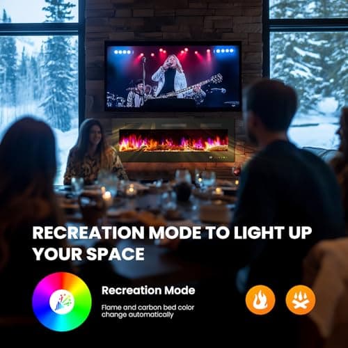 Sweetcrispy 60” Electric Fireplace Insert, 1500W Wall Mounted & Recessed Fireplace, Freestanding Fireplace Heater with Remote & Touch Panel Control, Adjustable Flame Effect, 12H Timer for Indoor use 5
