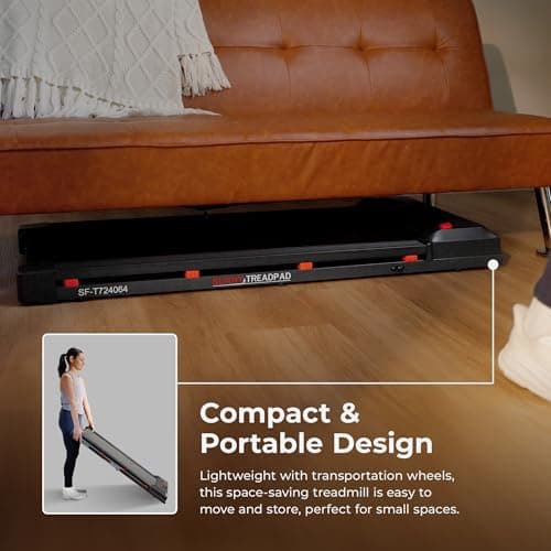 Sunny Health & Fitness Treadpad 100 Smart Walking Treadmill – Compact, Portable, Under Desk, No Assembly, WiFi & Bluetooth SunnyFit App, Remote Control, LED Display, Shock Absorption - SF-T724064 8
