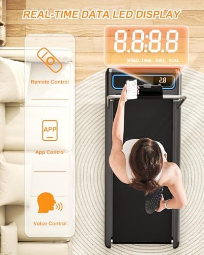 WELLFIT Walking Pad Treadmill with 10% Incline and Removable Handle Bar, 2.5HP Max 5MPH Treadmills for Home, Small Portable Treadmill, Smart App Voice Control, Mute Remote, 265LB Capacity 7