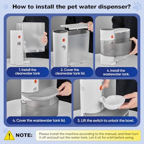 Saker Automatic Cat Water Dispenser: Smart Pet Water Fountain No Filter for Small Dogs - Wireless 3L Rechargeable Smart Cat Fountain - Wastewater Separation 8