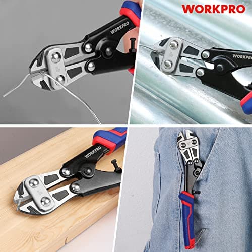 WORKPRO Mini Bolt Cutter 8-inch, Spring Loaded Wire Cutters Heavy Duty with Soft Anti-slip Handle, Small Bolt Cutter, Wire Cable Cutter, Spring Snips Clippers (Upgrade Grip) 7