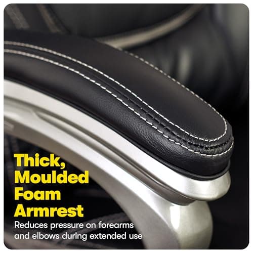 Serta Baxter Big and Tall Smart Layers Executive Office Chair with ComfortCoils, Ergonomic Computer Chair with Layered Body Pillows, Black & Gray Bonded Leather 8