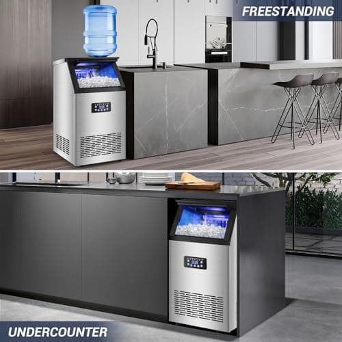 Commercial Ice Maker Machine 120LBS/24H with 30LBS Storage Bin, 15" Wide Undercounter/Freestanding Ice Maker Machine for Home Bar Outdoor, 40PCS Ice Cubes Ice Machine, Self Cleaning 9