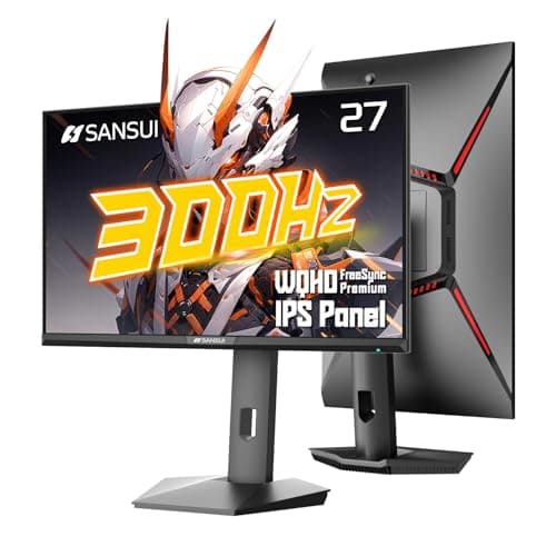 SANSUI Gaming Monitor 27 inch 1440p 300Hz 240Hz, WQHD Fast IPS 1ms Computer Monitor, FreeSync Premium | Brightness 400Nits | 130% sRGB | 10Bits | HDR | ErgoStand | VESA Mount | 2×DP 1.4 & 2×HDMI