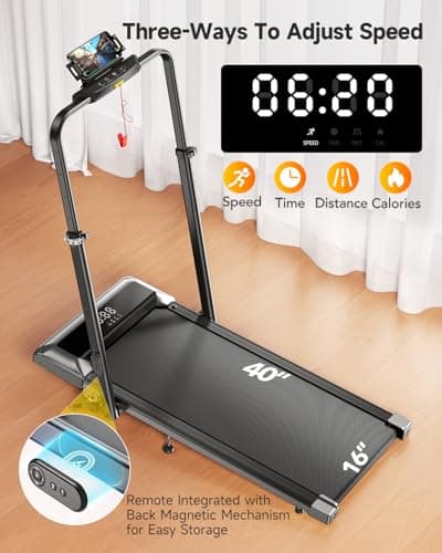 TOPUTURE Walking Pad Treadmill with 12% Incline, 6 in 1 Folding Treadmill with Adjustable Handle Bar for Home/Office, Under Desk Treadmills Portable Walking Pad with App, Remote Control & LED Display 5