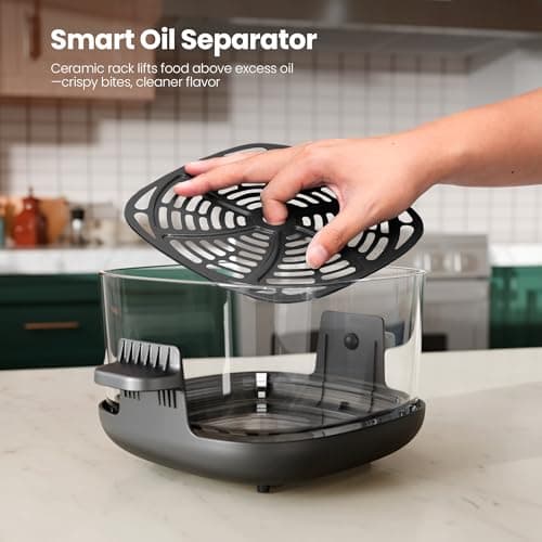 Kismile 5-in-1 Portable Glass Air Fryer, 2.6QT & 4.7QT Dual Glass Containers with Lids, 85% Less Oil, Compact Smart Air Fryer Oven for Deep Roast, Crisp, Keep Warm – Freezer & Dishwasher Safe 8