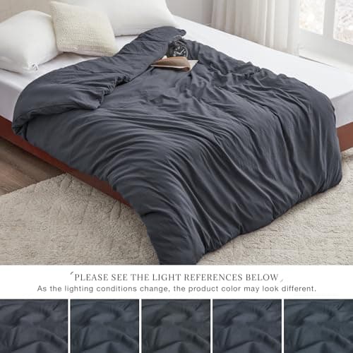 EXQ Home Duvet Cover for Weighted Blanket 60x80 inches, Breathable Soft Cover Machine Washable with 8 Ties (Dark Gray,Duvet Cover only) 7