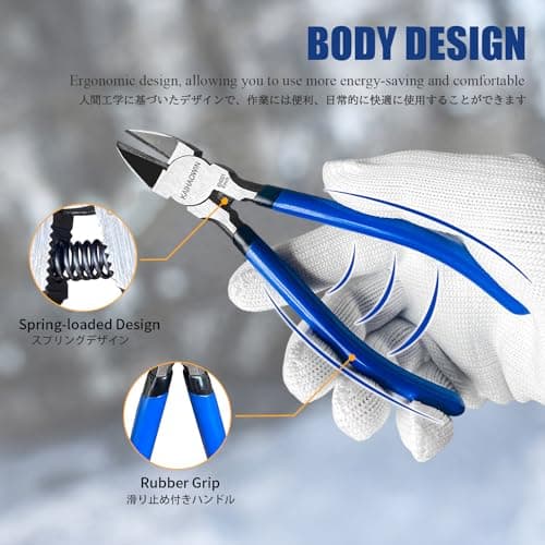 Wire Cutters 2 Pack KAIHAOWIN 6 Inch Wire Cutters Set Spring Loaded Wire Snips Diagonal Cutting Pliers Dikes Precision Wire Clippers Small Flush Cutter for Cutting Wires,Electronics,Cables,Jewelry,DIY 5
