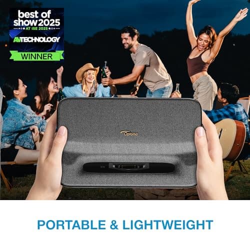 Optoma ML1080UST PHOTON GO Ultra Short Throw 1080p HDR10 Portable Projector, Triple Laser (RGB), Onboard Google TV with Netflix and Disney+ Certified, Built-in Battery, Wi-Fi & Bluetooth 6