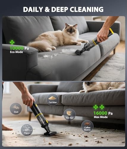 3 in 1 Charging Station Car Vacuum Portable Cordless Handheld Vacuum Cleaner 4-in-1 Mini Cordless Vacuum with 2 Suction Modes and 16800pa Suction Power Blowing & Inflating 2 Modes Handheld Vacuum 6