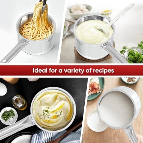 SUNHOUSE – 1.5 Quarts Stainless Steel Sauce Pan with Lid - PFOA-FREE, Stainless Steel Sauce Pan, Advanced Impact Bonding Induction Base, Stay-Cool Handle, Compatible with All Cooktops 7