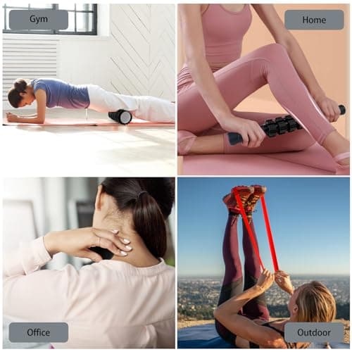 5 in1 Foam Roller Set, Trigger Point Foam Roller, Massage Roller Stick, Massage Ball, Resistance Band for Deep Muscle Massage Pilates Yoga,Fitness Exercise for Whole Body (Black) 8