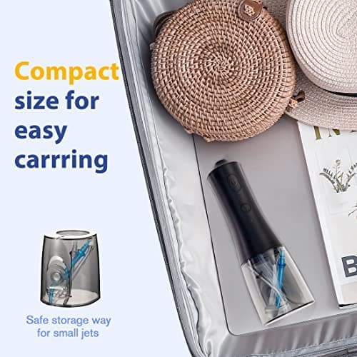 ZOZOA Cordless Water Dental Flosser, 4 Mode Oral Irrigator, Portable Rechargeable Teeth Cleaner, Ipx7 Waterproof, 6 Replacement Jet Tips, 300ml Water Flosser for Teeth Cleaning Braces, Black 7