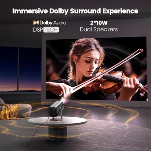 Official-Licensed丨20W Dolby Audio丨360°Adjustable Stand: Smart 4K Projector with WiFi 6 and 2-Way Bluetooth, Electric Focus & Auto Keystone, iWIMIUS 1080P Mini Portable Outdoor Proyector w/ HDMI ARC 5