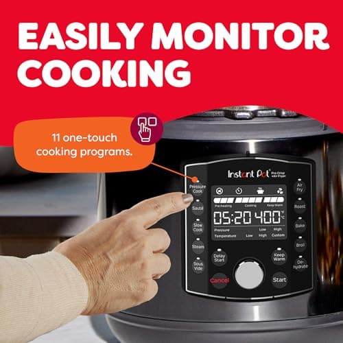 Instant Pot Pro Crisp 11-in-1 Air Fryer and Electric Pressure Cooker Combo with Multicooker Lids that Air Fries, Steams, Slow Cooks, Sautés, Dehydrates, & More, Free App With Over 800 Recipes, 8 Quart 4