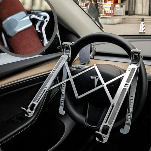 STEERTOP Car Laptop Mount Steering Wheel Tray Holder, Height Adjustable Car Desk for Laptop Computer Tablet, Foldable Portable Lap Laptop Stand for Car Vehicle Workstation Accessories Truck SUV Tesla