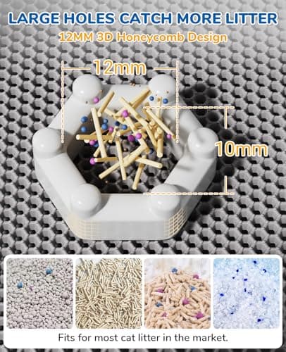 BurgeonNest 45"x32" Extra Large Cat Litter Mat, Honeycomb Double Layer Kitty Litter Trapping Mat, Urine Proof & Waterproof, Easy Clean, Machine Washable, Non-Slip, Scatter Control-Grey 9