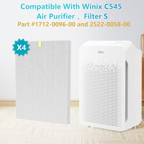 4 Pack C545 Replacement HEPA Filter Compatible with Winix C545, Ture HPEA Filter S Only, Part number 1712-0096-00 3