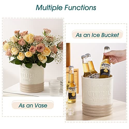 vancasso Sabine Utensil Holder, 7.2" Large Utensil Crock for Kitchen Counter, Ceramic Utensil Crock Storage, Matte Cream-Colored Farmhouse Utensil Organizer, Utensil Storage for Home Décor, Gifts 7