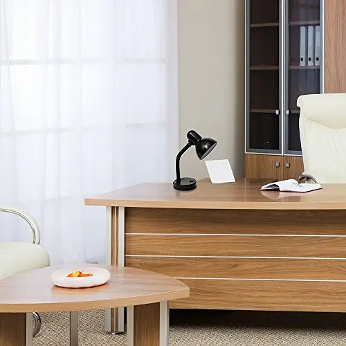 Simple Designs LD1003-BLK Basic Metal Desk Lamp with Flexible Hose Neck for Office, Living Room, Bedroom, College Dorm, Bookshelf, Black 6