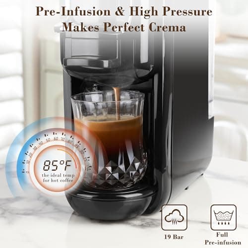 Espresso Machine for Nespresso Capsule, Lavazza Blue & Expert Capsule, Coffee Powder, 19 Bar Pump Pressure Makes Authentic Espresso Coffee, Mini Espresso Coffee Maker with Removable Water Tank. 5