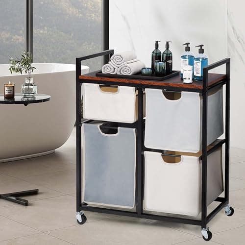Qriocioa Laundry Hamper Rolling Laundry Sorter Cart with 4 Pull-out Bags and Metal Frame 119L Clothes Hamper Laundry Basket Organizer for Laundry Organization & Storage 8