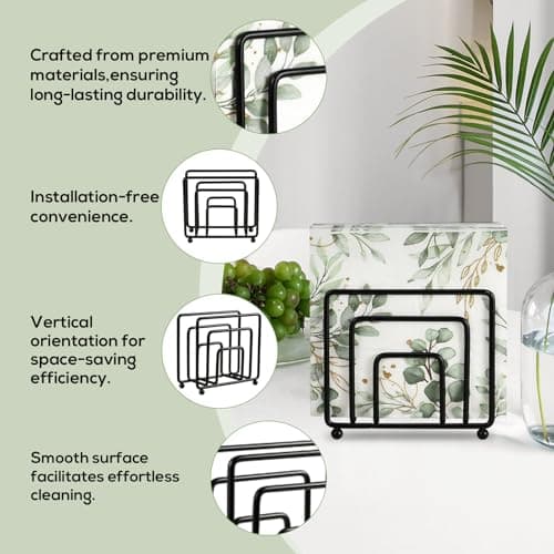 Fengzhe Napkin Holder for Table, Suitable for Kitchen, Restaurant, and Outdoor Use, Paper Cocktail Napkin Holder that Matches Various Dining Room Decor Styles.(5.43'' x 2.17''x 5.04''Black) 5